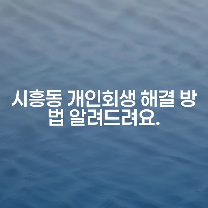 시흥동 개인회생 해결 방법 알려드려요.