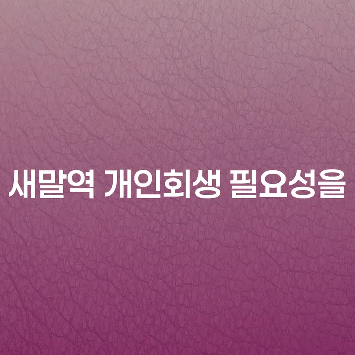 새말역 개인회생 필요성을